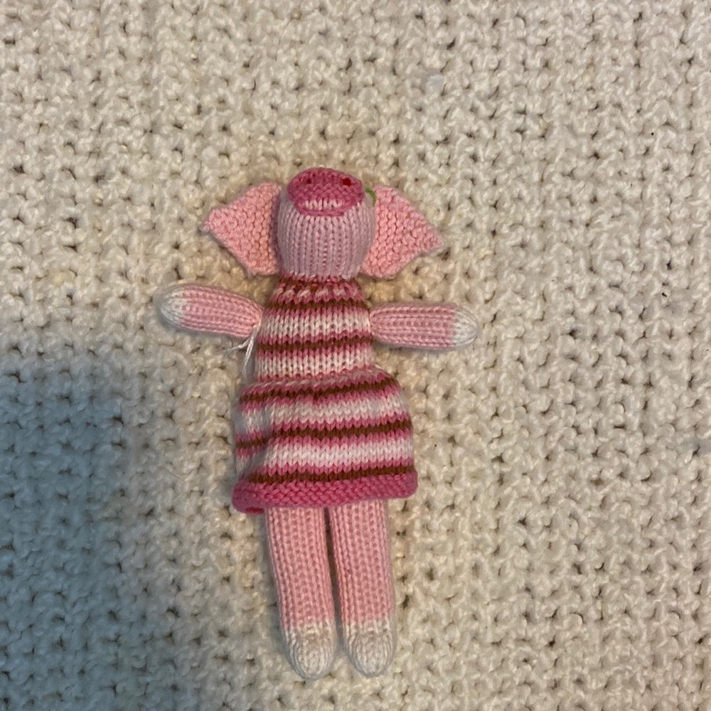 Blabla Kids Baby Toddler Handmade Fair Trade Pig Piggy Baby Rattle Toy NEW